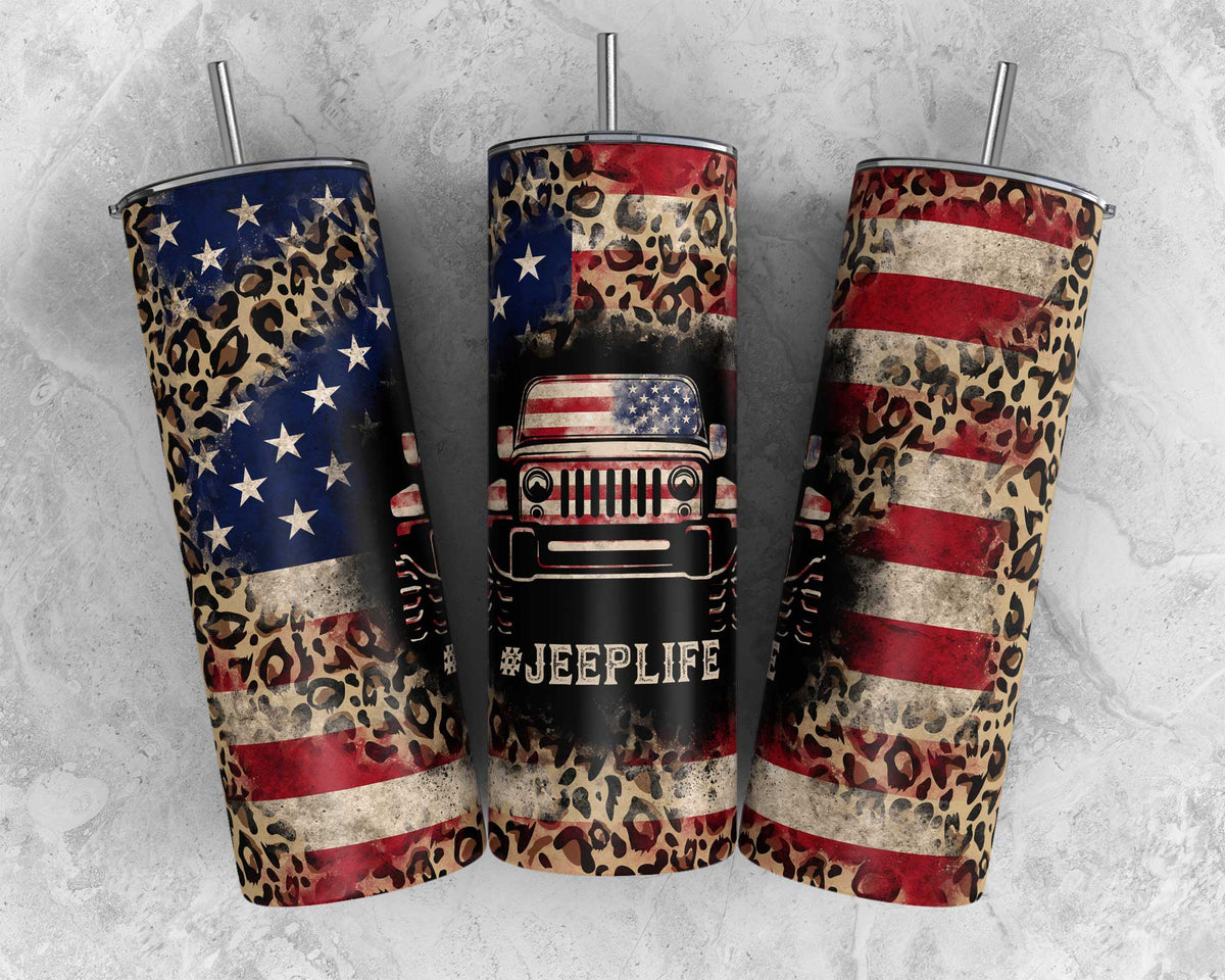 American Flag Jeep Tumbler