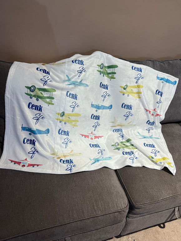 Retro Airplane Soft Plush Baby Blanket