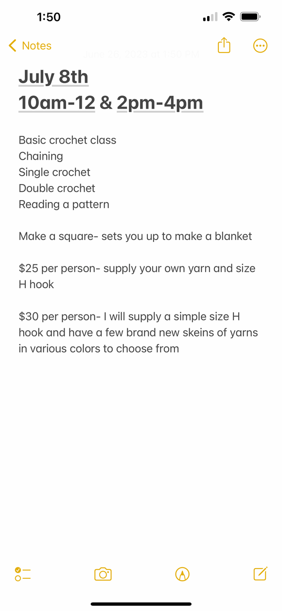 Crochet Class