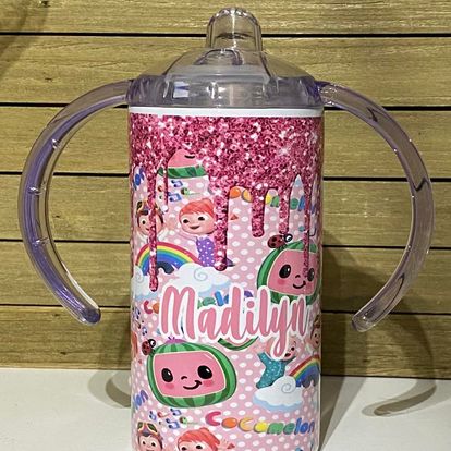 Pink Glitter Cocomelon sippy