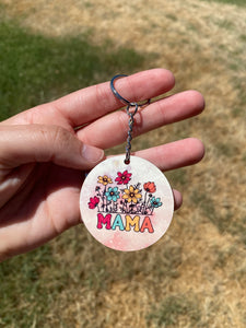 Mama Floral Sublimated Keychain