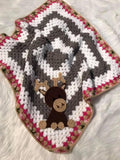 Moose crochet baby blanket