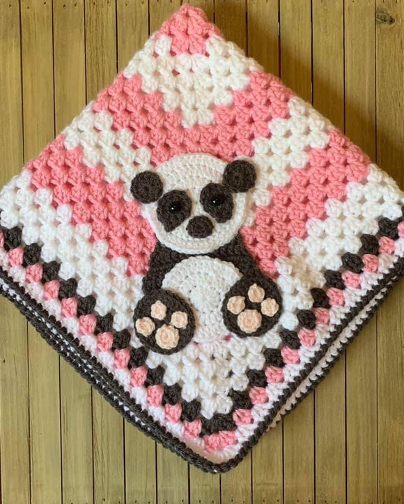 Panda crochet baby blanket