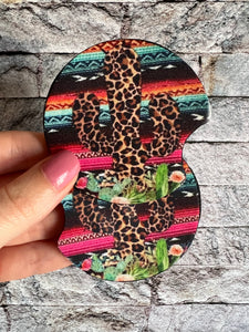 Leopard Serape Cactus Car Coasters