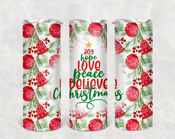 Joy Hope Love Christmas Tumbler