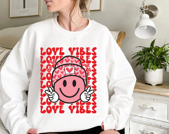 Love Vibes Smiley Valentine Sweatshirt