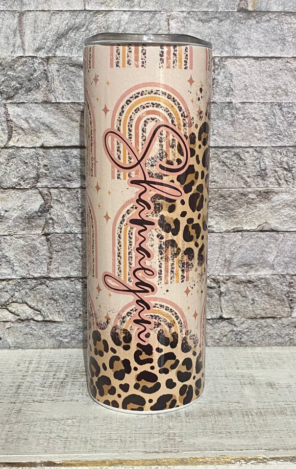 Boho Rainbow Leopard Print Tumbler