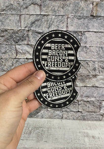 Beer Bacon Guns & Freedom Car Coasters