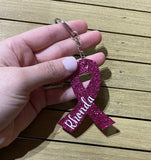 Support Ribbon Glitter Keychain