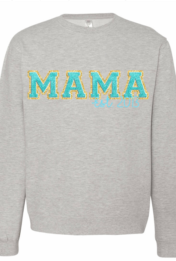 Copy of “Chenille Patch” Mama Shirt in Turquoise