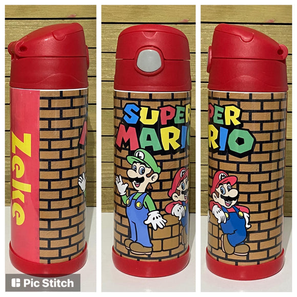 Kids 12oz Super Mario push button cup