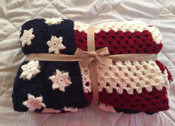 American flag crochet throw blanket