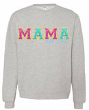 “Chenille Patch” Mama Shirt in Turquoise & Pink