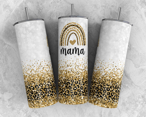 Mama Gold Glitter Rainbow Tumbler