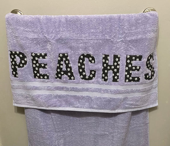Puppy Paw Print Name Towel