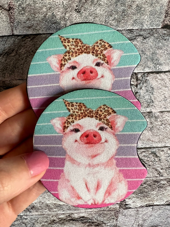 Pretty Piggie Car Coasters