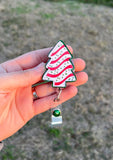 Christmas Snack Cake Glitter Badge Reel