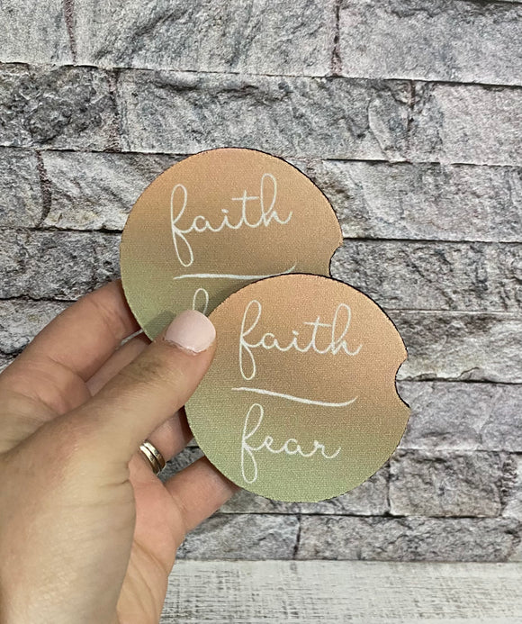Faith Over Fear Car Coasters