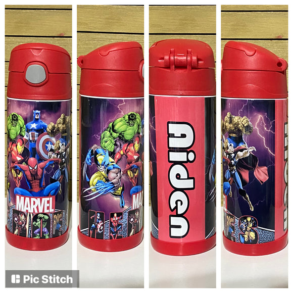 Kids 12oz superhero push button cup