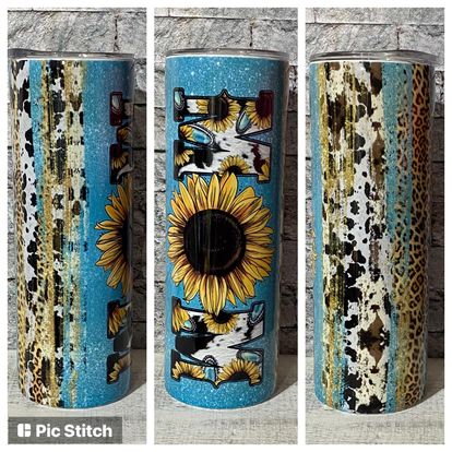 Mom Sunflower Cow Print Tumbler