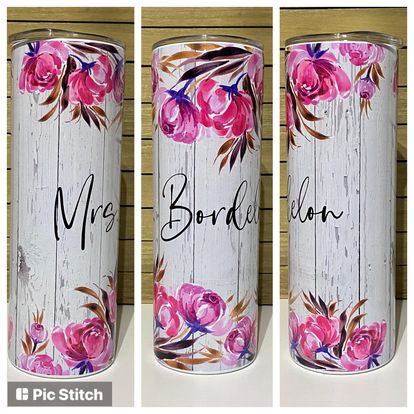 Wooden Floral Tumbler