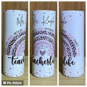 Teacher Rainbow Leopard Tumbler