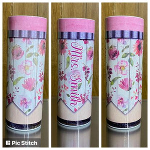 Floral Pencil Teacher Tumbler